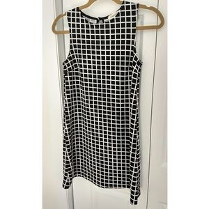 Grid Print Window Pane Black White Dress